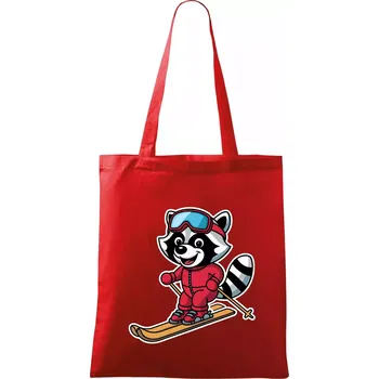 Mýval na lyžích - kreslený - Taška bavlněná - 42 x 38 cm ( Červená )