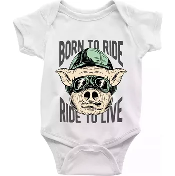 Kojenecký body Born to Ride prasák - Body kojenecké s krátkým rukávem - Krátký r. do 3 měs ( Bílá )