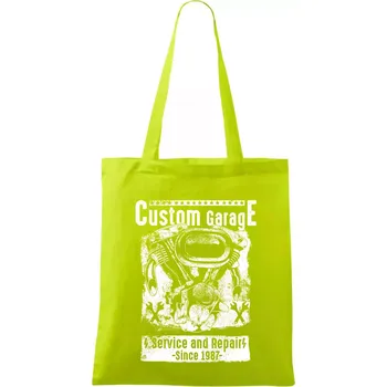 Custom Motorcycle Garage - Taška bavlněná - 42 x 38 cm ( Limetková )