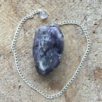 Přívěsek Kyvadlo surový štípaný kámen - ametyst BL168