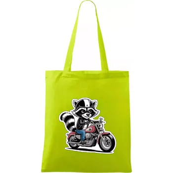 Mýval na motorce kreslený - Taška bavlněná - 42 x 38 cm ( Limetková )