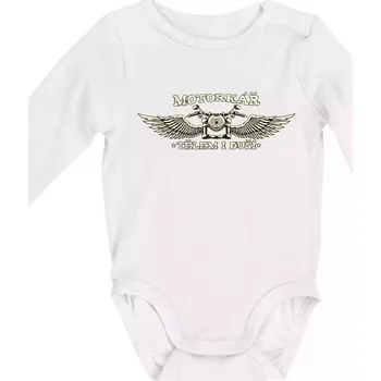 Motorkář tělem i duší - Body kojenecké s dlouhým rukávem - Dlouhý r. 6-12 měs ( Bílá )