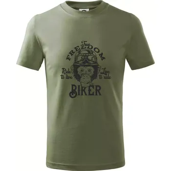 The freedom biker - Tričko dětské bavlněné - 158 cm/12 let ( Khaki )