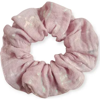 ESITO | Scrunchies mušelínová Shiny heart - růžová / UNI