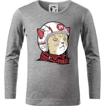 Chlapecké tričko Moto kocour - Triko dětské Long Sleeve - 122 cm/6 let ( Tmavě šedý melír )