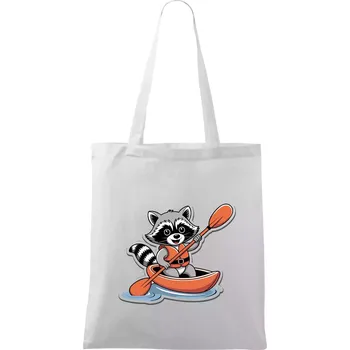 Nákupní taška Mýval v kajaku kreslený - Taška bavlněná - 42 x 38 cm ( Bílá )