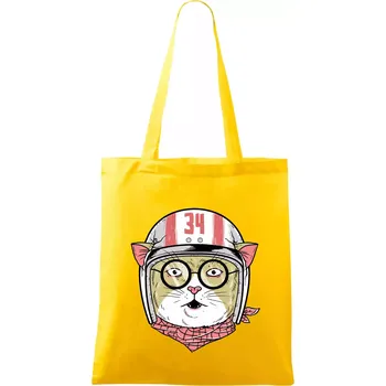 Nákupní taška Moto kočka - Taška bavlněná - 42 x 38 cm ( Žlutá )
