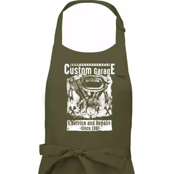 Kuchyňská zástěra Custom Motorcycle Garage - Dámská zástěra na vaření - Univerzální velikost ( Khaki )