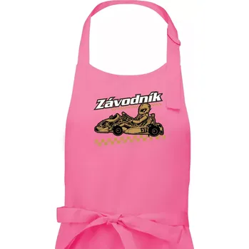 Kuchyňská zástěra Motokára závodník - Dámská zástěra na vaření - Univerzální velikost ( Růžová )