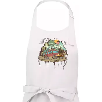 Kuchyňská zástěra Adventure car - Pánská zástěra na vaření - Univerzální velikost ( Bílá )