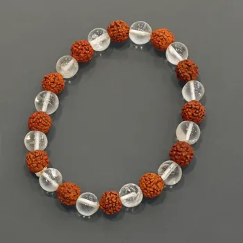 Náramek Náramek kuličky 8 mm - křišťál + rudrakasha BL7