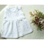 AMÁLKA Mušelínové bílé šaty bez rukávů, bílý tylový květ Velikost: 68-74