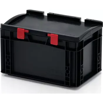 Úložný box ESD Euro přepravka s víkem 30 cm × 20 cm × 18,5 cm, černá