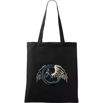 Nákupní taška Moto kolo s křídly - Taška bavlněná - 42 x 38 cm ( Černá )