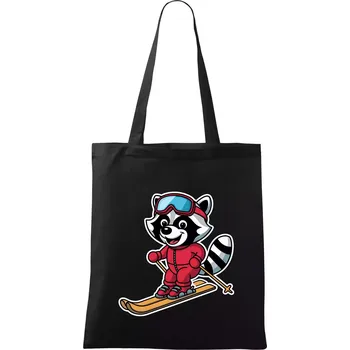 Mýval na lyžích - kreslený - Taška bavlněná - 42 x 38 cm ( Černá )