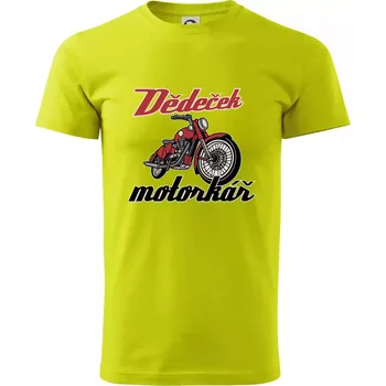 Pánské tričko Dědeček motorkář - Klasické pánské triko vyšší gramáže - 2XL ( Limetková )