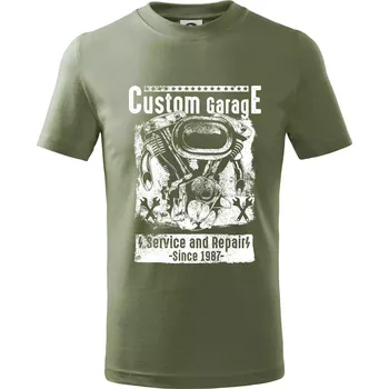 Custom Motorcycle Garage - Tričko dětské bavlněné - 122 cm/6 let ( Khaki )