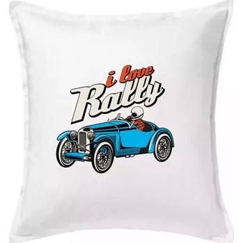 Polštář I Love Rally - Polštář 50x50 - 50x50 - Včetně výplně ( Bílá )
