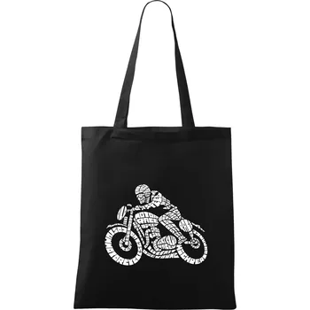 Nákupní taška Motorkář nápisy - Taška bavlněná - 42 x 38 cm ( Černá )