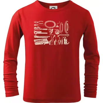 Chlapecké tričko Oprava motorky - Triko dětské Long Sleeve - 122 cm/6 let ( Červená )