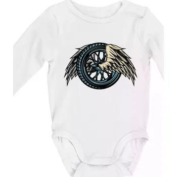 Moto kolo s křídly - Body kojenecké s dlouhým rukávem - Dlouhý r. 3-6 měs ( Bílá )