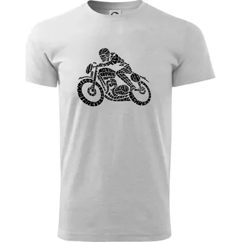 Motorkář nápisy - Triko extra velké (5-8XL) - 7XL ( Světlešedý Melír )