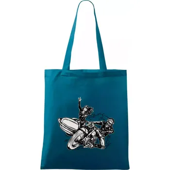 Motorka se sajdkou - Taška bavlněná - 42 x 38 cm ( Petrolejová )