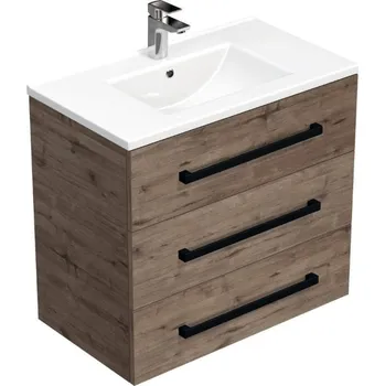 Ložnice Swiss aqua technologies Koupelnová skříňka s černou úchytkou a umyvadlem SAT Cube Way 80x76,5x46 cm dub Wellington mat CUBE46C803DWMOD