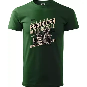 Pánské tričko Speedrace motrcycle half mile - Triko extra velké (5-8XL) - 6XL ( Lahvově zelená )