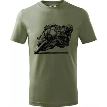 Motorkář skica - Tričko dětské bavlněné - 134 cm/8 let ( Khaki )