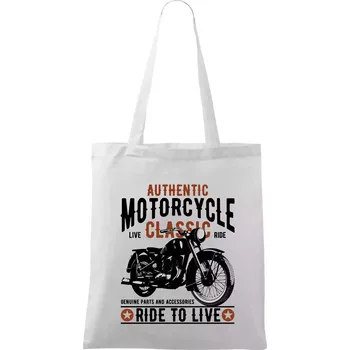 Nákupní taška Authentic classic ride to live - Taška bavlněná - 42 x 38 cm ( Bílá )