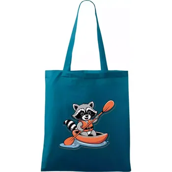 Mýval v kajaku kreslený - Taška bavlněná - 42 x 38 cm ( Petrolejová )