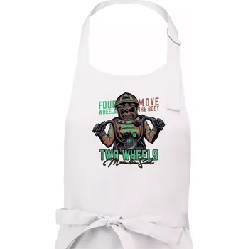 Kuchyňská zástěra Two Wheels Move the Soul - Pánská zástěra na vaření - Univerzální velikost ( Bílá )