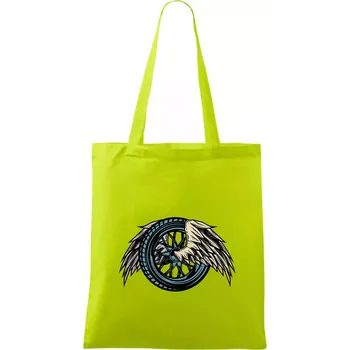 Moto kolo s křídly - Taška bavlněná - 42 x 38 cm ( Limetková )