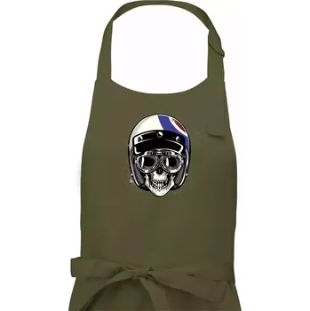 Kuchyňská zástěra Moto helma letec - Pánská zástěra na vaření - Univerzální velikost ( Khaki )