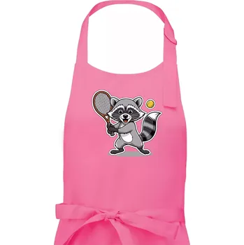 Kuchyňská zástěra Mýval hraje tenis kreslený - Pánská zástěra na vaření - Univerzální velikost ( Růžová )