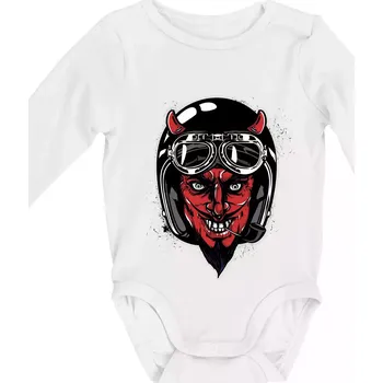 Kojenecké oblečení Ďábel motorkář - Body kojenecké s dlouhým rukávem - Dlouhý r. do 3 měs ( Bílá )
