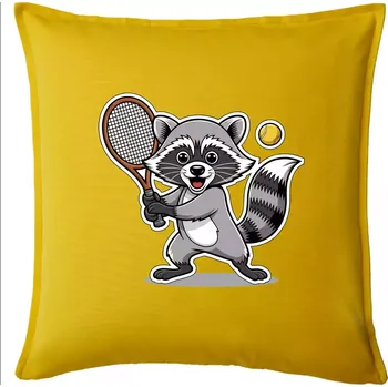 Polštář Mýval hraje tenis kreslený - Polštář 50x50 - 50x50 - Pouze potah ( Žlutá )
