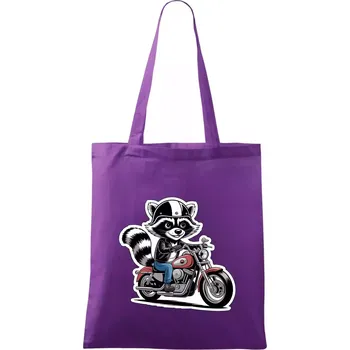 Mýval na motorce kreslený - Taška bavlněná - 42 x 38 cm ( Fialová )