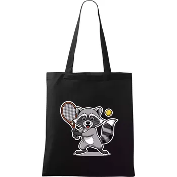 Mýval hraje tenis kreslený - Taška bavlněná - 42 x 38 cm ( Černá )