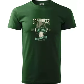Pánské tričko Caferacer club moto - Triko extra velké (5-8XL) - 8XL ( Lahvově zelená )