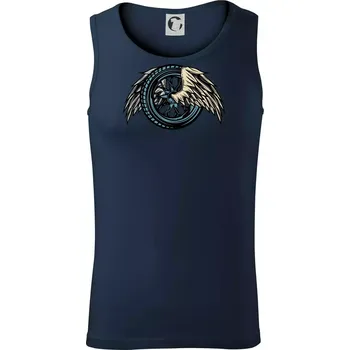 Moto kolo s křídly - Tílko pánské Core - XL ( Námořní modrá (velmi tmavá - téměř černá) )