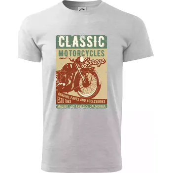 Moto garage malibu - Triko extra velké (5-8XL) - 7XL ( Světlešedý Melír )