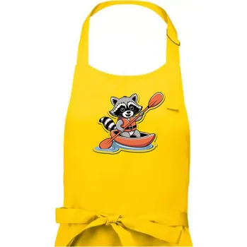 Kuchyňská zástěra Mýval v kajaku kreslený - Dámská zástěra na vaření - Univerzální velikost ( Žlutá )