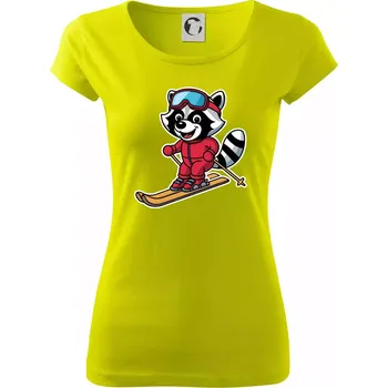 Dámské tričko Mýval na lyžích - kreslený - Dámské triko Pure - XS ( Limetková )