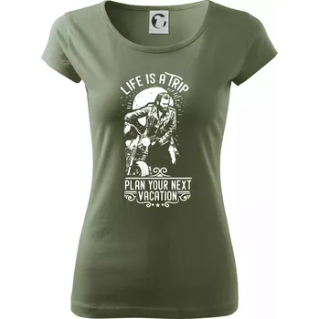 Dámské tričko Life Is a Trip - Dámské triko Pure - M ( Khaki )
