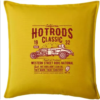 Polštář Hot Rods Race Classic - Polštář 50x50 - 50x50 - Pouze potah ( Žlutá )
