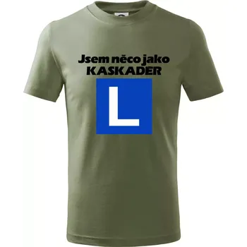 Autoškola něco jako kaskadér - Tričko dětské bavlněné - 134 cm/8 let ( Khaki )