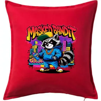 Polštář Mýval - masked bandit grafitti - Polštář 50x50 - 50x50 - Pouze potah ( Červená )