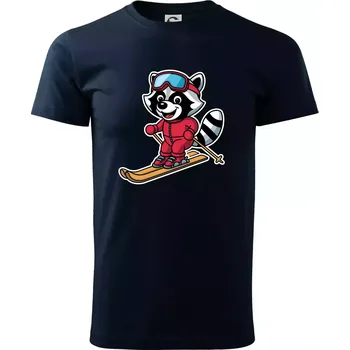 Pánské tričko Mýval na lyžích - kreslený - Triko extra velké (5-8XL) - 7XL ( Námořní modrá (téměř černá) )